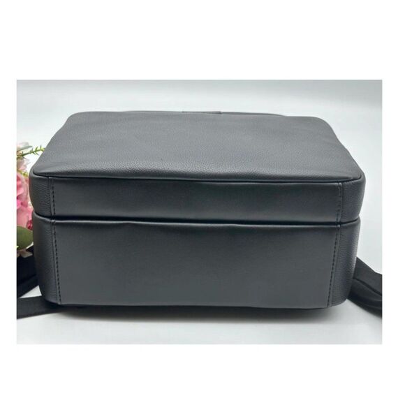 Michael Kors Men’s Black Front Zippers Pocket Leather Travel Backpack - Picture 6 of 16